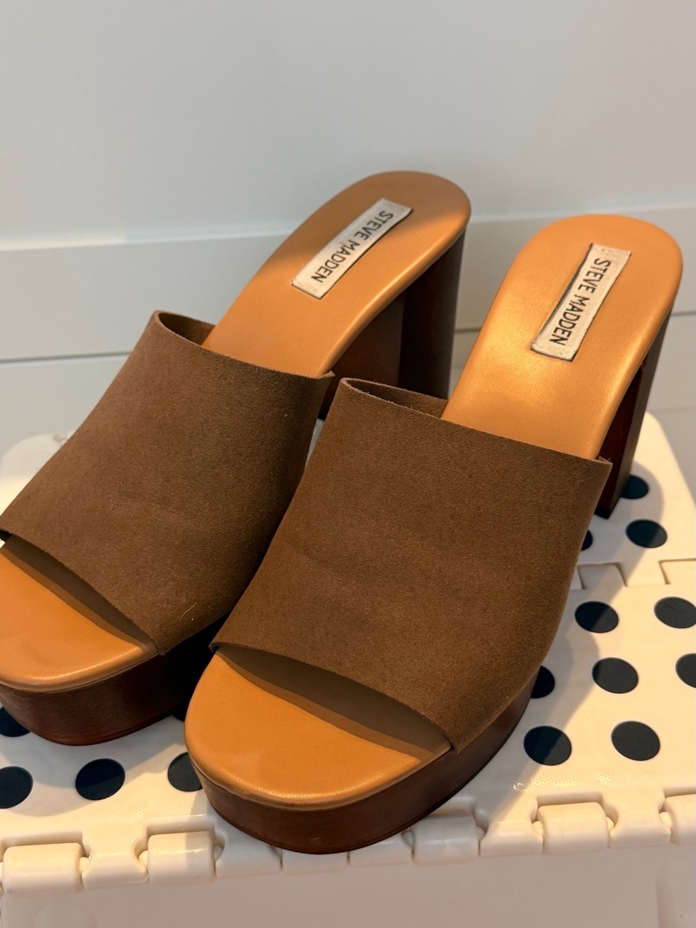 Steve Madden Brown Suede Platform Mule Heels